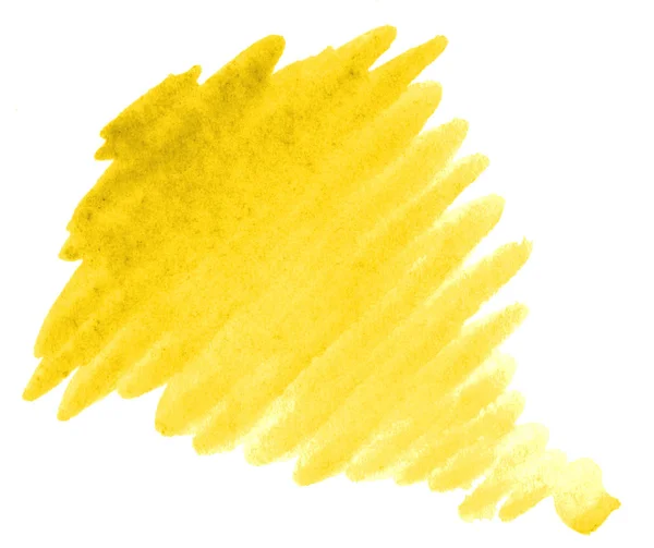 Aquarelle jaune fond abstrait, tache, éclaboussure de peinture, stai — Photo