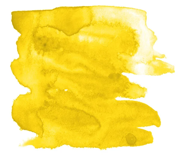 Aquarelle jaune fond abstrait, tache, éclaboussure de peinture, stai — Photo