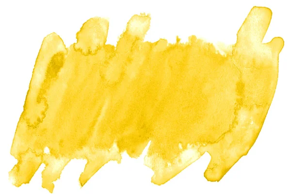 Aquarelle jaune fond abstrait, tache, éclaboussure de peinture, stai — Photo