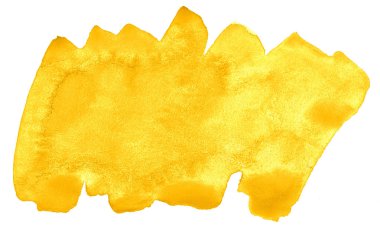 Keskin sınırları ve boşanmalar ile Vibrant Yellow trendy renklerin suluboya arka plan. Suluboya fırça sıyrık lekeleri. Metin için kopyalama alanı ile.