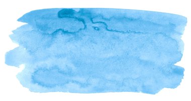 Keskin sınırları ve boşanmalar ile Sky mavi trendy renklerin suluboya arka plan. Suluboya fırça sıyrık lekeleri. Metin için kopyalama alanı ile.