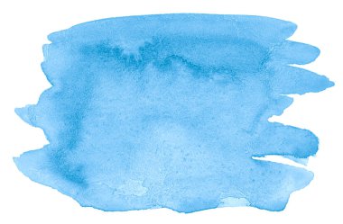 Keskin sınırları ve boşanmalar ile Sky mavi trendy renklerin suluboya arka plan. Suluboya fırça sıyrık lekeleri. Metin için kopyalama alanı ile.