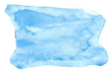 Keskin sınırları ve boşanmalar ile Sky mavi trendy renklerin suluboya arka plan. Suluboya fırça sıyrık lekeleri. Metin için kopyalama alanı ile.