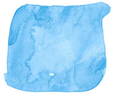 Keskin sınırları ve boşanmalar ile Sky mavi trendy renklerin suluboya arka plan. Suluboya fırça sıyrık lekeleri. Metin için kopyalama alanı ile.