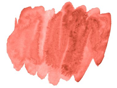 Yaşayan mercan suluboya moda bir renk, fantezi gerçek lekeler ve sınırları ile izole bir leke. Metin için kopyalama alanı ile çerçeve.