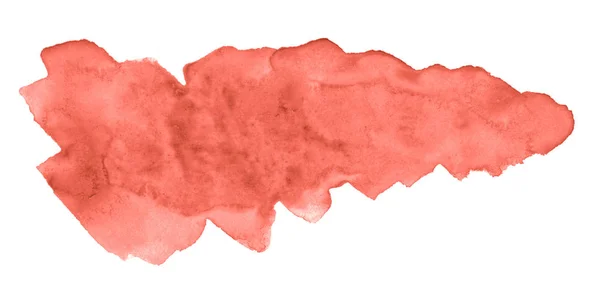 Живой Коралловый Акварель Модный Цвет Изолированное Пятно Причудливыми Реальными Пятнами — стоковое фото