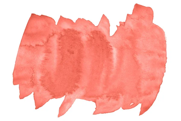 Живой Коралловый Акварель Модный Цвет Изолированное Пятно Причудливыми Реальными Пятнами — стоковое фото