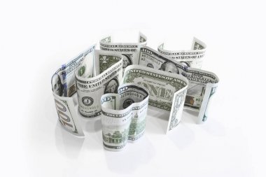 Amerikan para birimi - bir dolar ve yüz dolarlık banknotlar hafif bir yüzey üzerinde durmak.