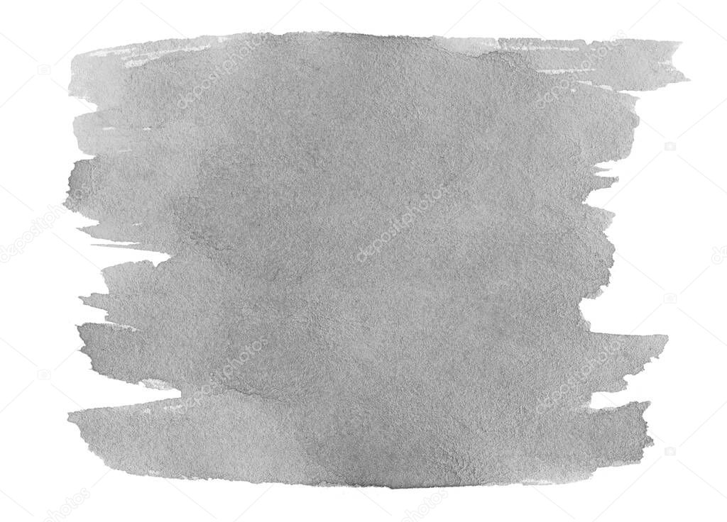Watercolor neutral gray background with clear borders and divorces. Black and white watercolor brush stains. With copy space for text.