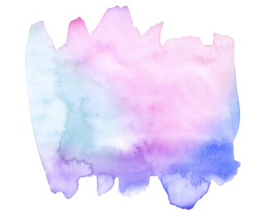 Kağıt destesinde pastel renkli suluboya lekeler var. Fırçayla çizilmiş izole bir el. Özgün özgün özgün arkaplan.