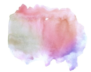 Kağıt destesinde pastel renkli suluboya lekeler var. Fırçayla çizilmiş izole bir el. Özgün özgün özgün arkaplan.