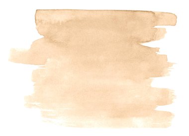 Bej suluboya, temiz kenarlı arka plan ve doğal sıçramalar. Kum rengi suluboya fırça lekeleri. Boşluğu kopyala.