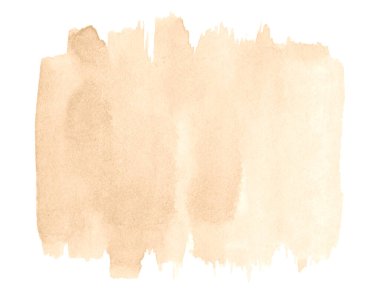 Bej suluboya, temiz kenarlı arka plan ve doğal sıçramalar. Kum rengi suluboya fırça lekeleri. Boşluğu kopyala.