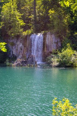 Şelaleleri, dağ nehirleri, ormanları ve dağları olan Plitvice Gölleri manzaraları