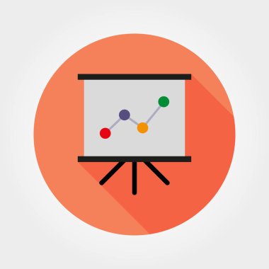 Diyagramı sunusu kurula. Web ve mobil uygulama için simge. Beyaz bir arka plan üzerinde vektör çizim. Düz tasarım stili.