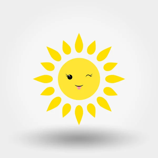 可爱太阳 Web 和移动应用程序的图标 可用于设计贺卡 横幅或徽标 在白色背景上的矢量插图 平面设计风格 — 图库矢量图片
