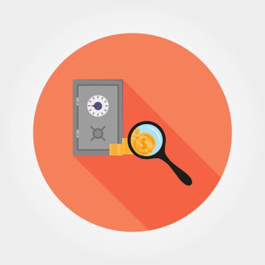 Güvenli. Tasarruf gözetimi altında. Web ve mobil uygulama için simge. Beyaz bir arka plan üzerinde vektör çizim. Düz tasarım stili.
