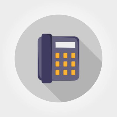 Telefon. Web ve mobil uygulama için simge. Bir düğme ile uzun bir gölge vektör Illustration. Düz tasarım stili.