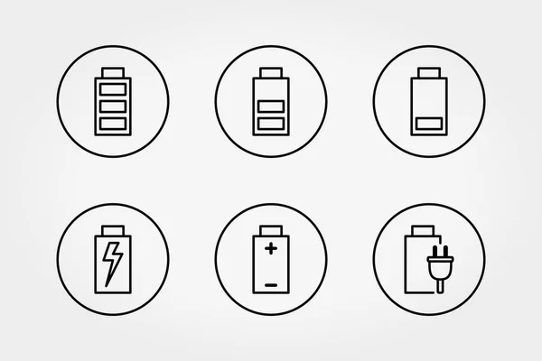 Batería Conjunto Iconos Que Indican Potencia Batería Para Aplicaciones Web — Archivo Imágenes Vectoriales