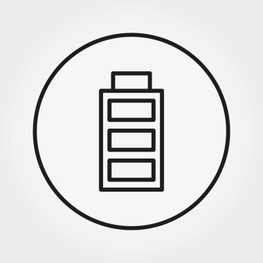 Pil tam şarj ile. Web ve mobil uygulama için simge. Beyaz bir arka plan üzerinde vektör çizim. Satır