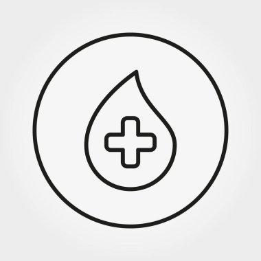 Çapraz kan damlası ile. Web ve mobil uygulama için evrensel simgesi. Beyaz bir arka plan üzerinde vektör çizim. Düzenlenebilir ince çizgi.