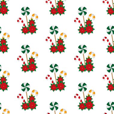 Noel tatlılar. Atatürk çiçeği. Beyaz bir arka planda kesintisiz vektör çizim. Düz tasarım stili. Renk örneği içinde