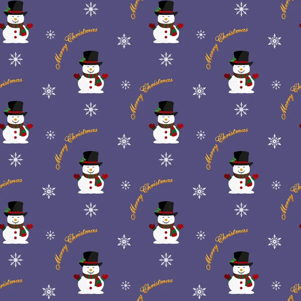Χιονάνθρωπος Καπέλο Και Κασκόλ Καλά Χριστούγεννα Απρόσκοπτη Διάνυσμα Μοτίβο Μπλε — Διανυσματικό Αρχείο