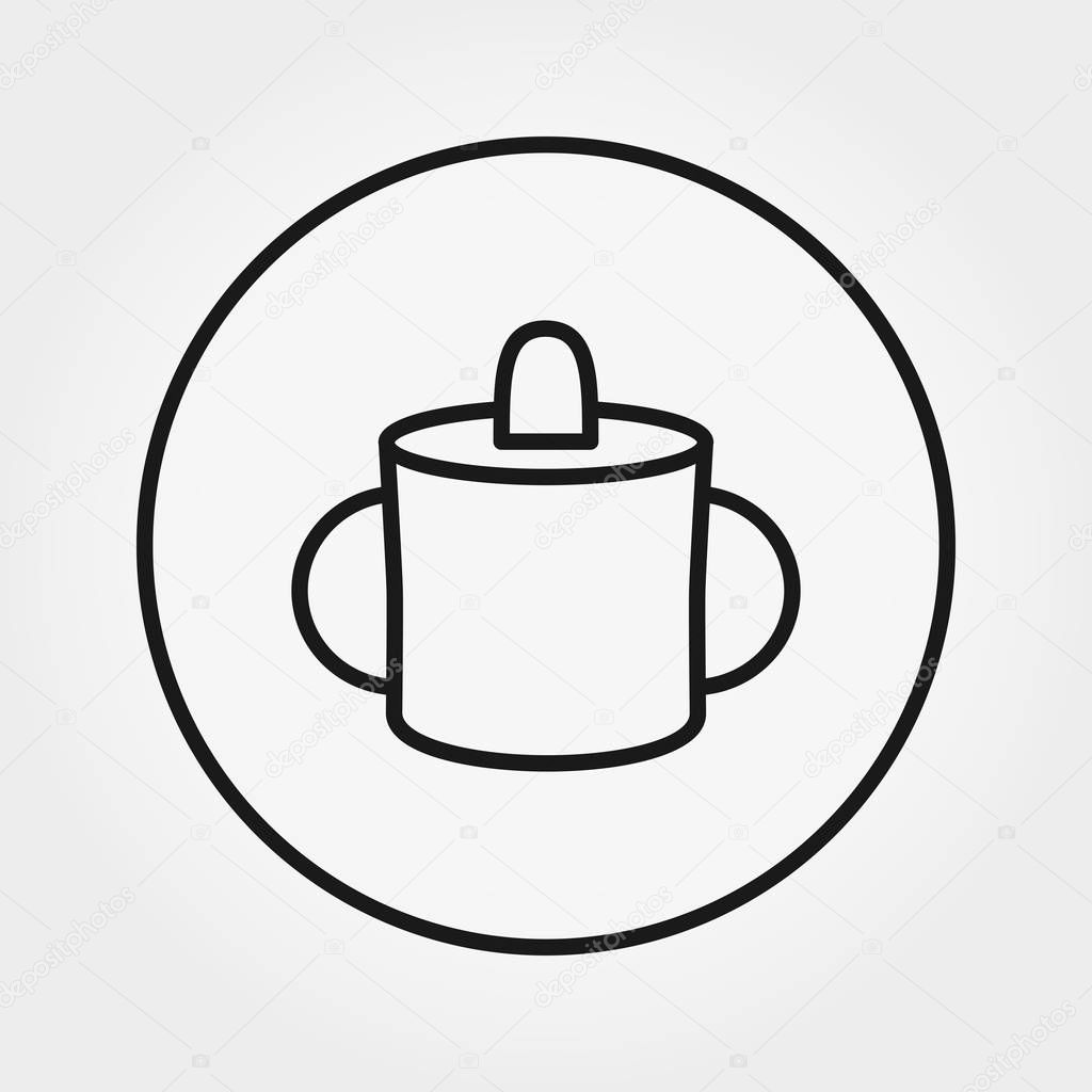 Baby mug for feeding. Universal icon for web and mobile application. Vector illustration on a white background. Editable Thin line.