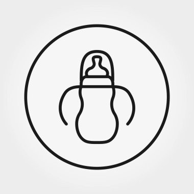 Besleme şişe. Web ve mobil uygulama için evrensel simgesi. Beyaz bir arka plan üzerinde vektör çizim. Düzenlenebilir ince çizgi.