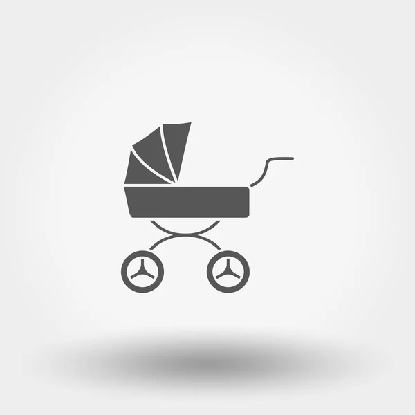婴儿车剪影 Web 和移动应用程序的图标 白色背景上的矢量插图 平面设计风格 — 图库矢量图片