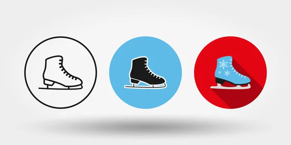 Skates Set Three Different Options Icons Web Mobile Application Silhouette — Stock Vector
