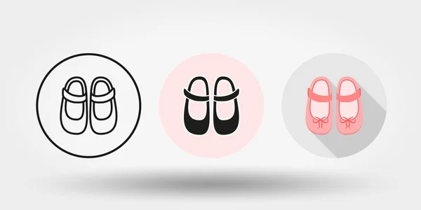 Baby Shoes Set Three Different Options Icons Web Mobile Application — Stock Vector