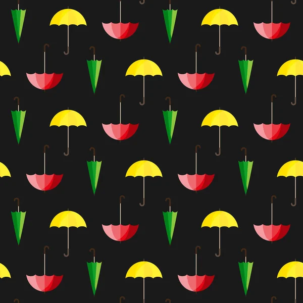 Paraplu Vectorillustratie Zwarte Achtergrond Naadloze Patroon Kan Worden Gebruikt Voor — Stockvector