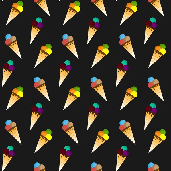 Glace Illustration Vectorielle Sur Fond Noir Modèle Sans Couture Peut — Image vectorielle