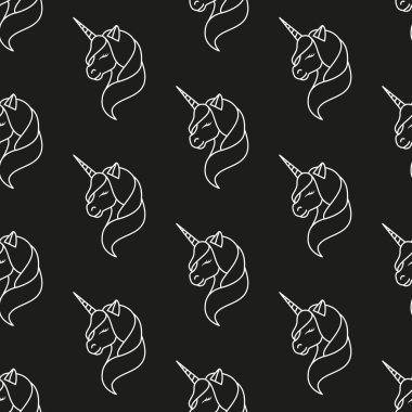 Unicorn. Satır. Desen. Dikişsiz vektör illüstrasyonu. Satır. Düz.