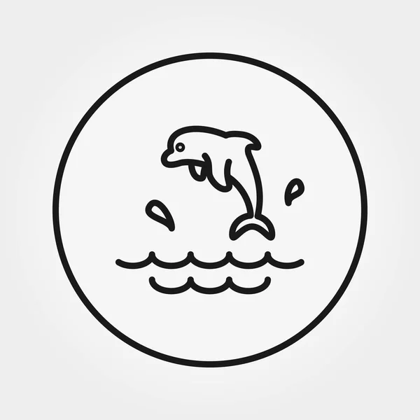 イルカのスプラッシュ。アイコン。ベクトル。編集可能な細い線. — ストックベクタ