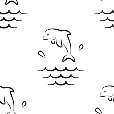 Yunus Sıçramaları. Desen. Dikişsiz vektör illüstrasyonu. Sanat Hattı. Düz.