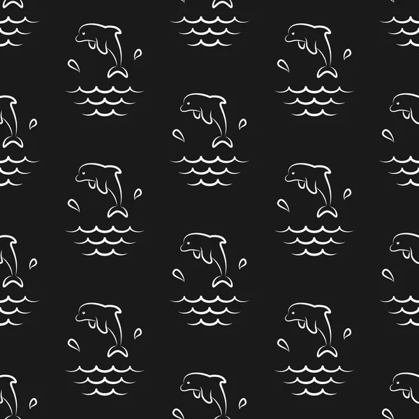 Dolphin Splashes. Modèle. Illustration vectorielle transparente. Art Line. Plat . — Image vectorielle