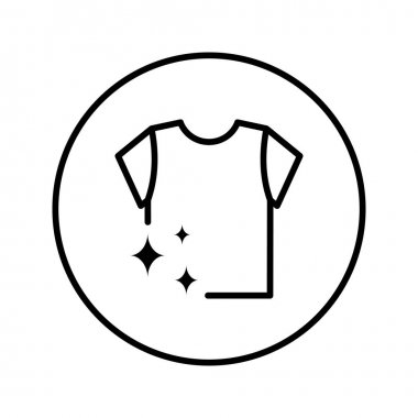 Yıkanmış tişört. Çamaşırhane Servisi. Simge. Düzenlenebilir İnce çizgi. Vektör çizimi.