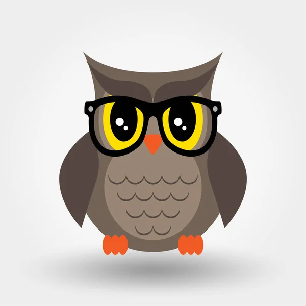 Hibou à lunettes. Autocollant, épingle, patch. Vector.Icon.Flat design — Image vectorielle