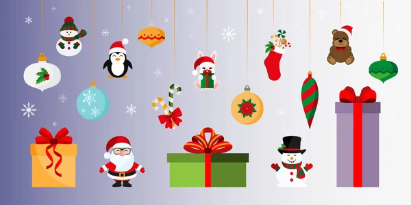 Hediyeler ve oyuncaklar. Noel ve Yeni Yıl. Etiket, pim, yama. Vektör. Simge. Düz tasarım.