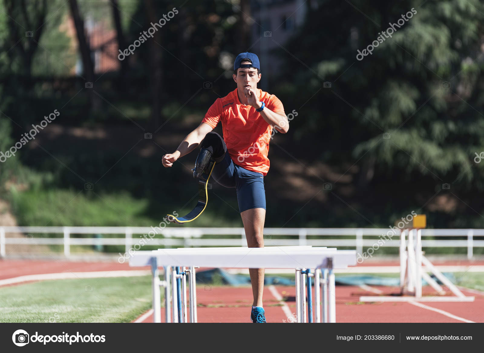 Disabled Man Athlete Training Leg Prosthesis Paralympic Sport