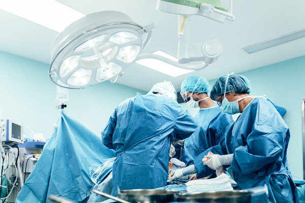 Team of Surgeons Operating in the Hospital