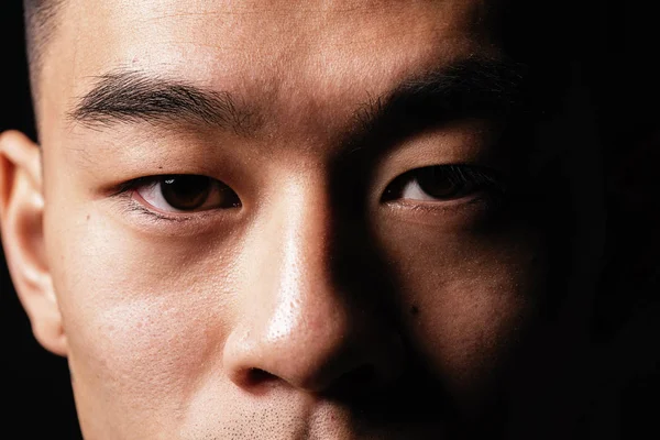 Close detail of the eye of an asian man. Asian people concept