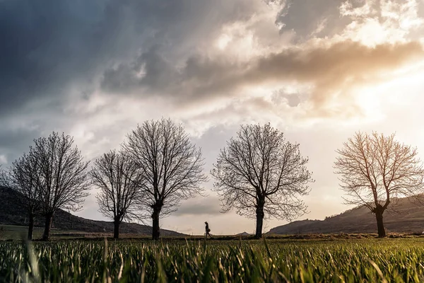 Zijaanzicht van doordachte vrouw wandelen — Stockfoto