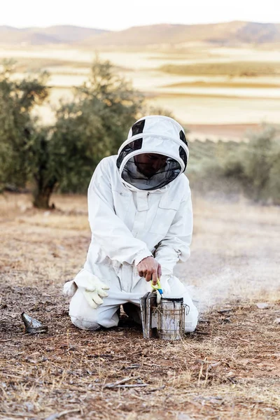 Fumatore per raccogliere miele a nido d'ape — Foto Stock