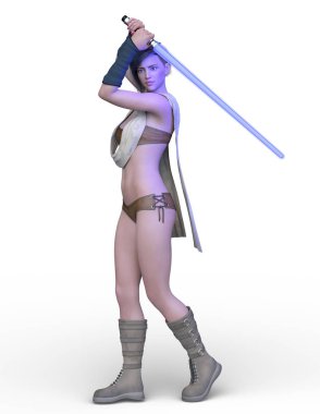 Kadın şövalye / 3d Cg render bir kadın şövalye.