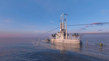 Denizaltı/3d Cg render bir denizaltı.