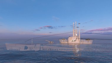 Denizaltı/3d Cg render bir denizaltı.