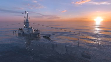 Denizaltı/3d Cg render bir denizaltı.